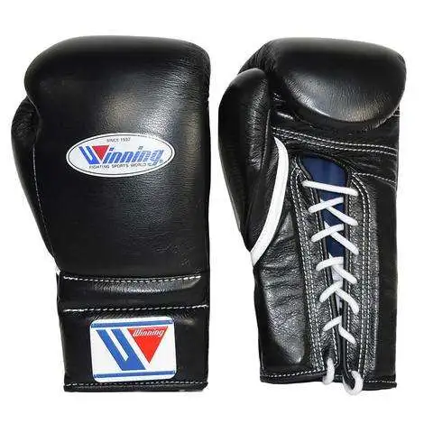WINNING USA LACE-UP BOXING GLOVES – BLACK